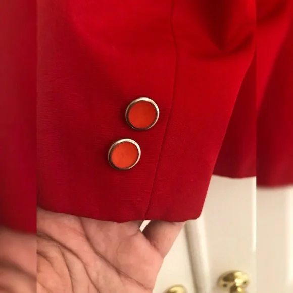 Vintage Red Blazer with Pockets - Picture 7 of 8